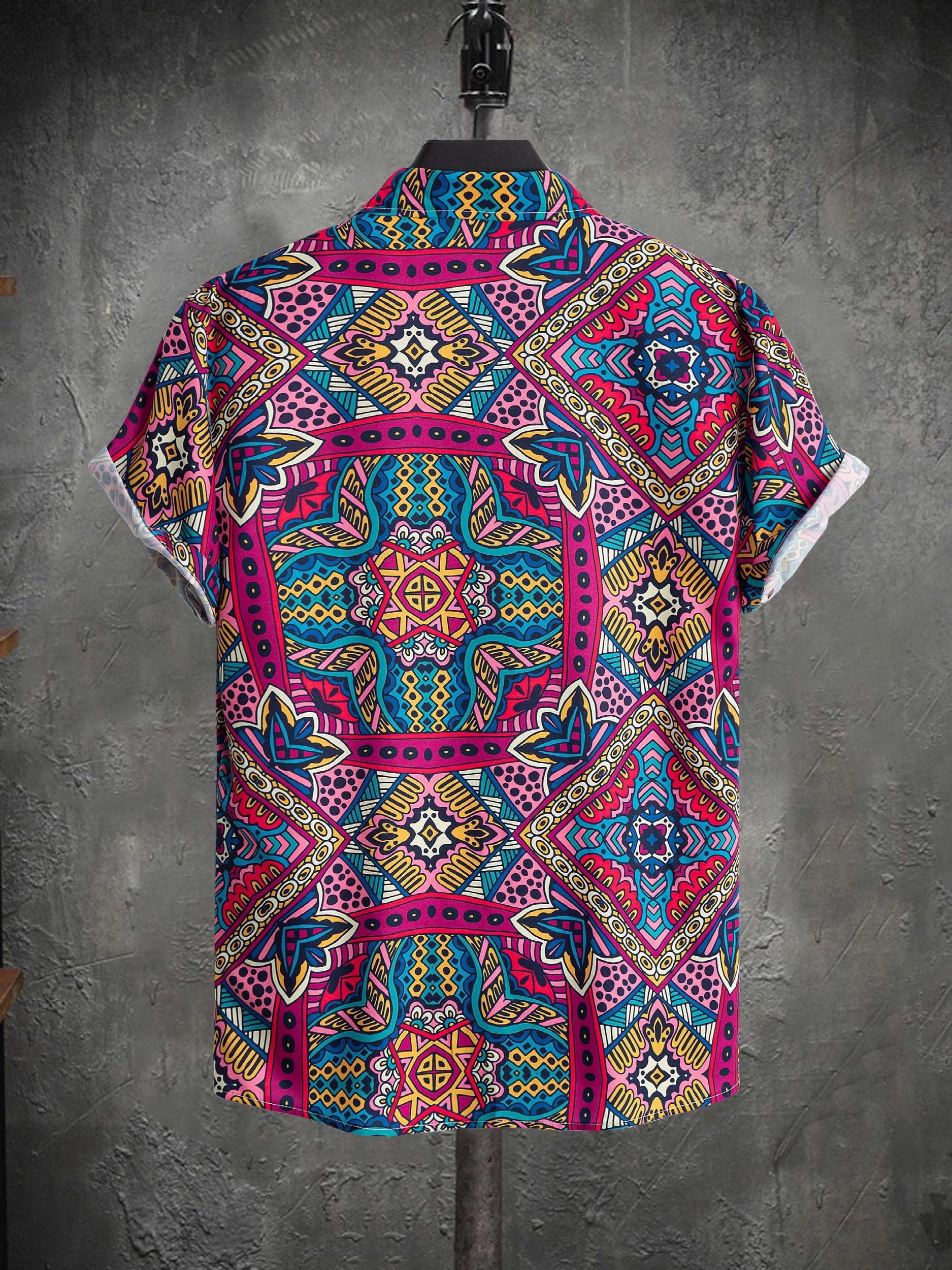 Boho Style Print Men's Hawaiian Shirt for Summer Vacation