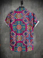 Boho Style Print Men's Hawaiian Shirt for Summer Vacation