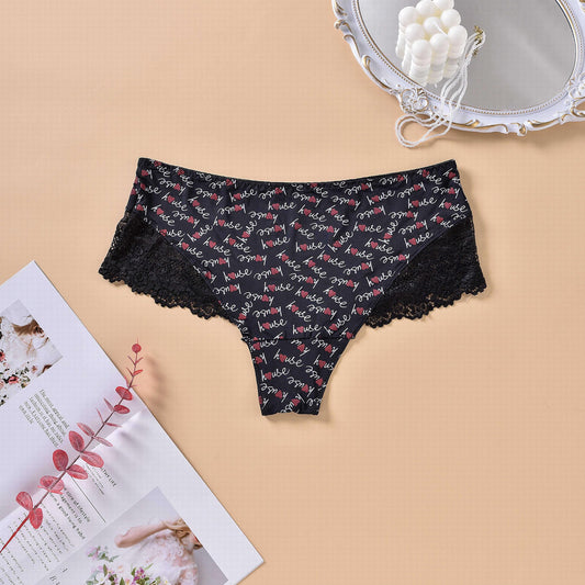  High Rise Heart & Letter Print Brief