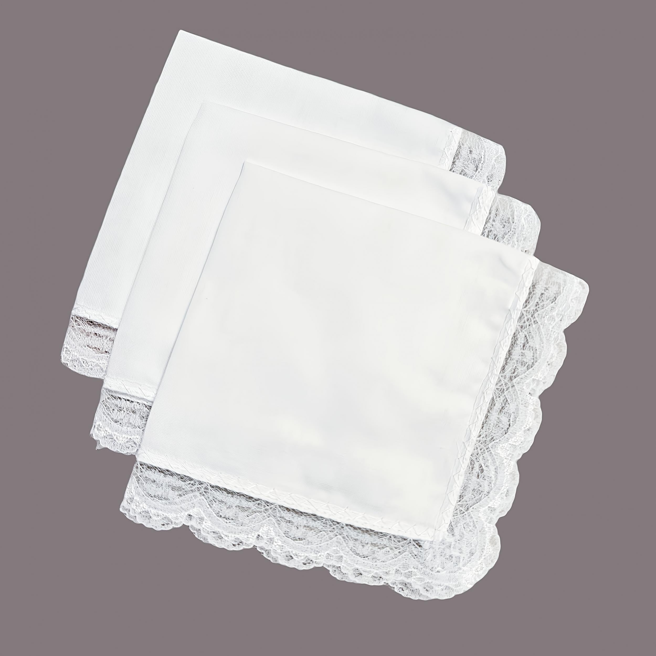 Personalized Embroidered Cotton Handkerchief with Lace Trim - Mother's Day Gift