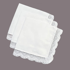 Personalized Embroidered Cotton Handkerchief with Lace Trim - Mother's Day Gift