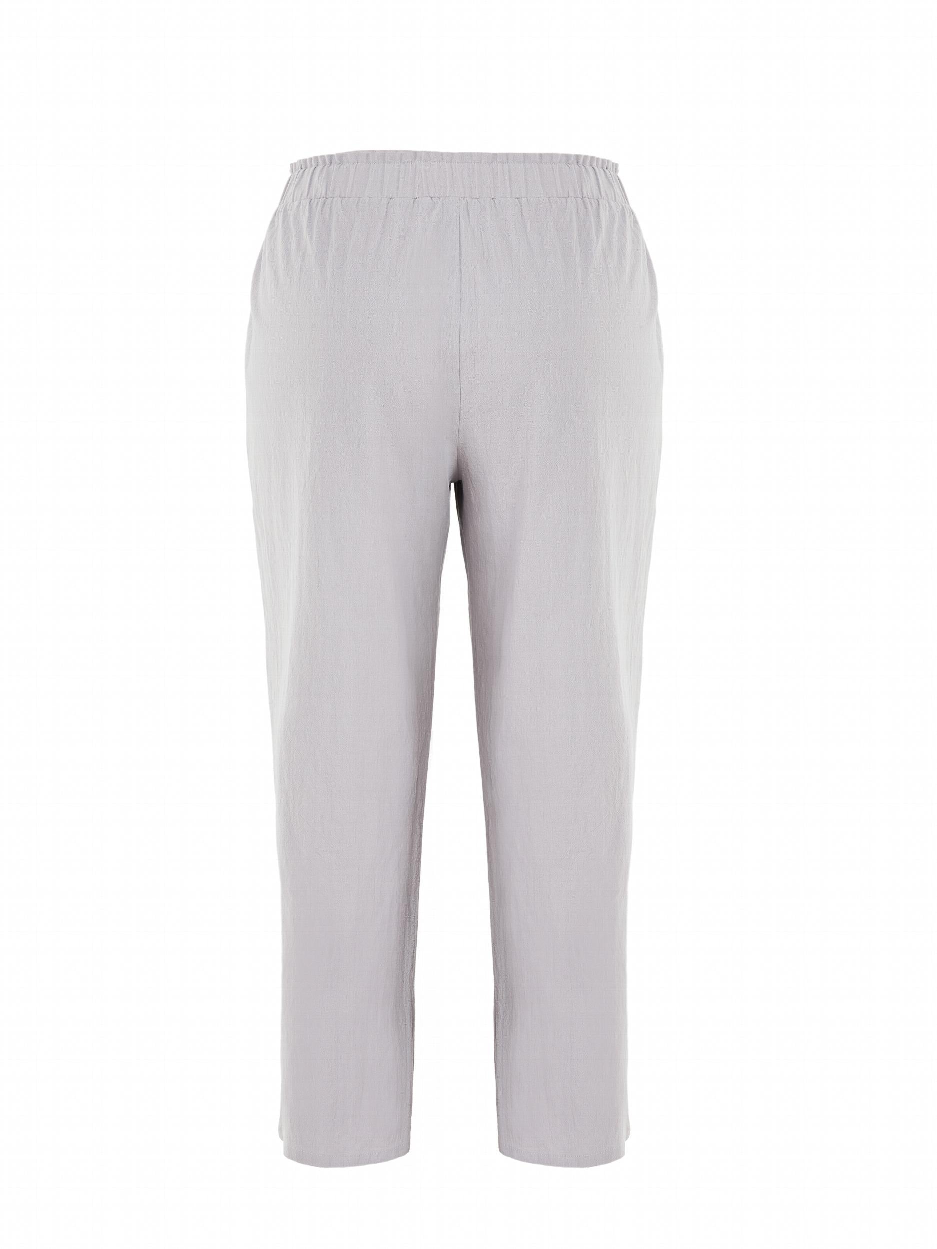  Solid Color High Rise Casual Pants with Pockets
