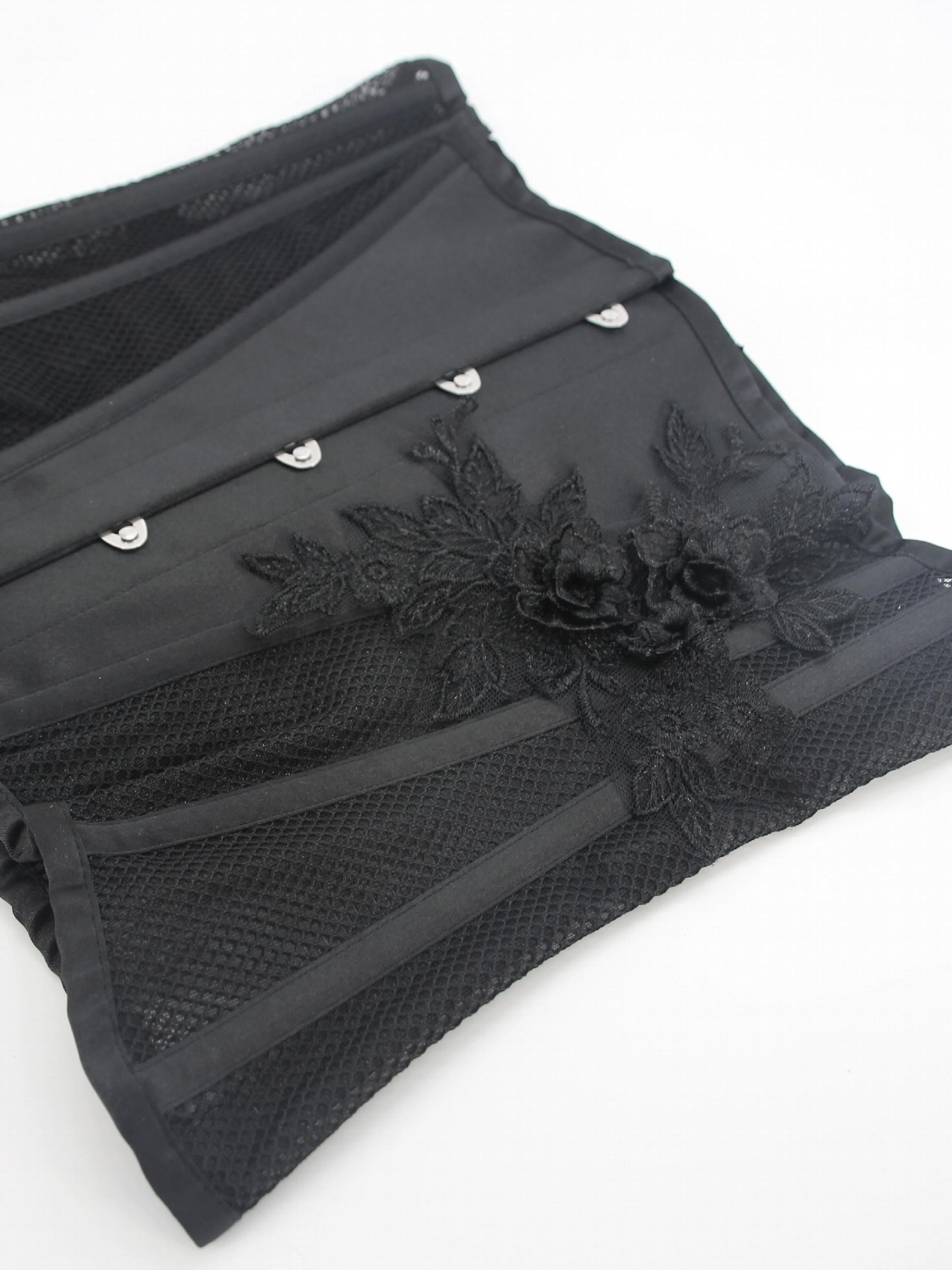 Floral Embroidery Corset Tummy Control Lace Up Body Shaper