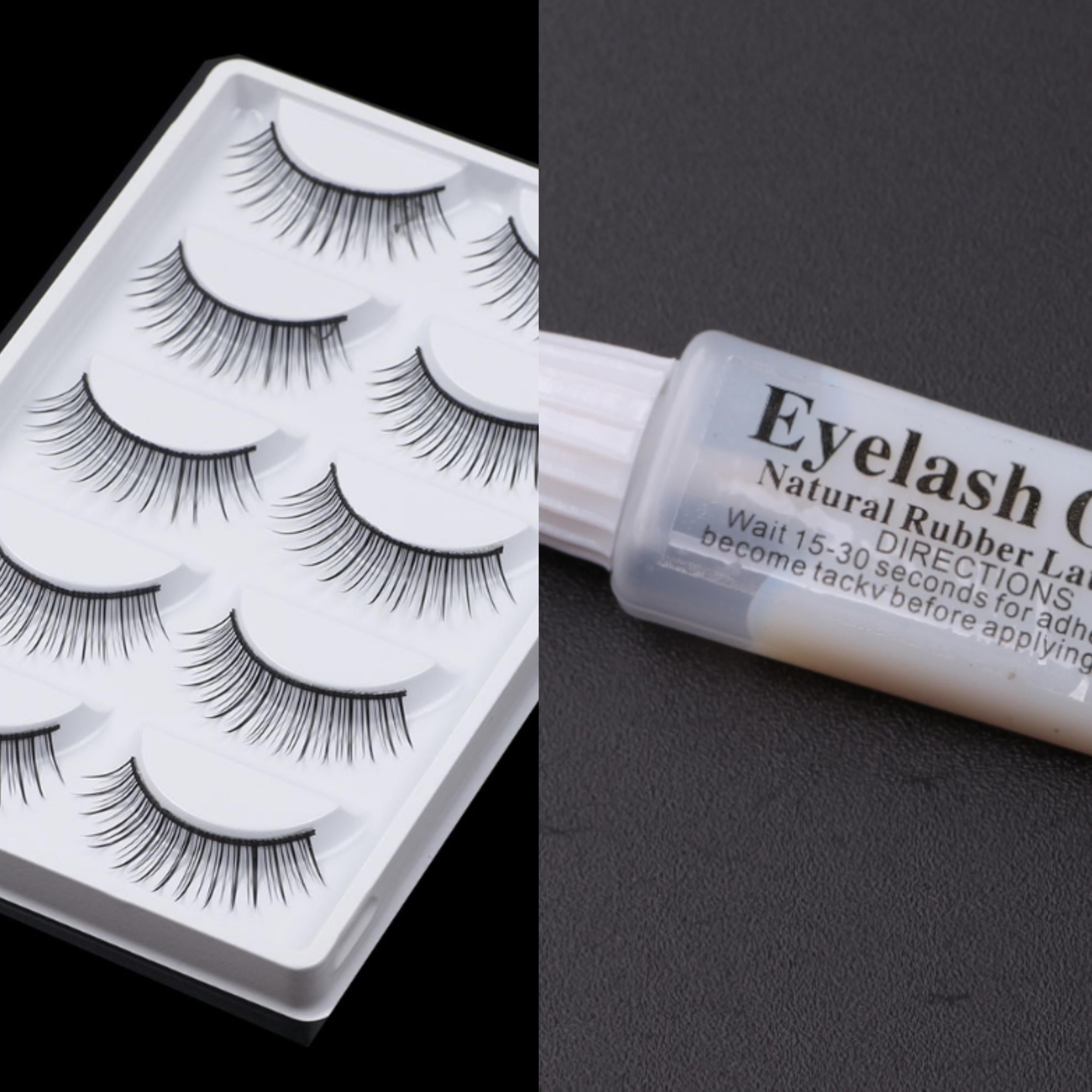 5 Pairs Natural Thick Style False Eyelashes With Glue