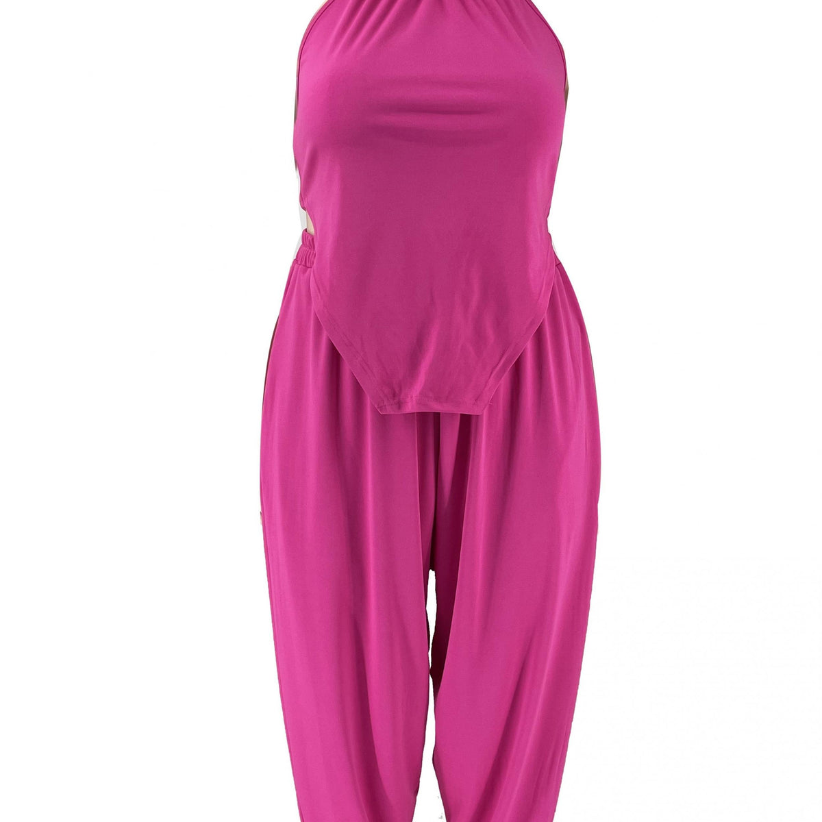  Solid Halter Neck Cami Top & Pants Set