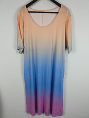  Ombre Print Short Sleeve Tee Dress With Pockets