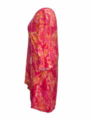  Women's Casual Graphic Print Fringe Tie Neck Dress