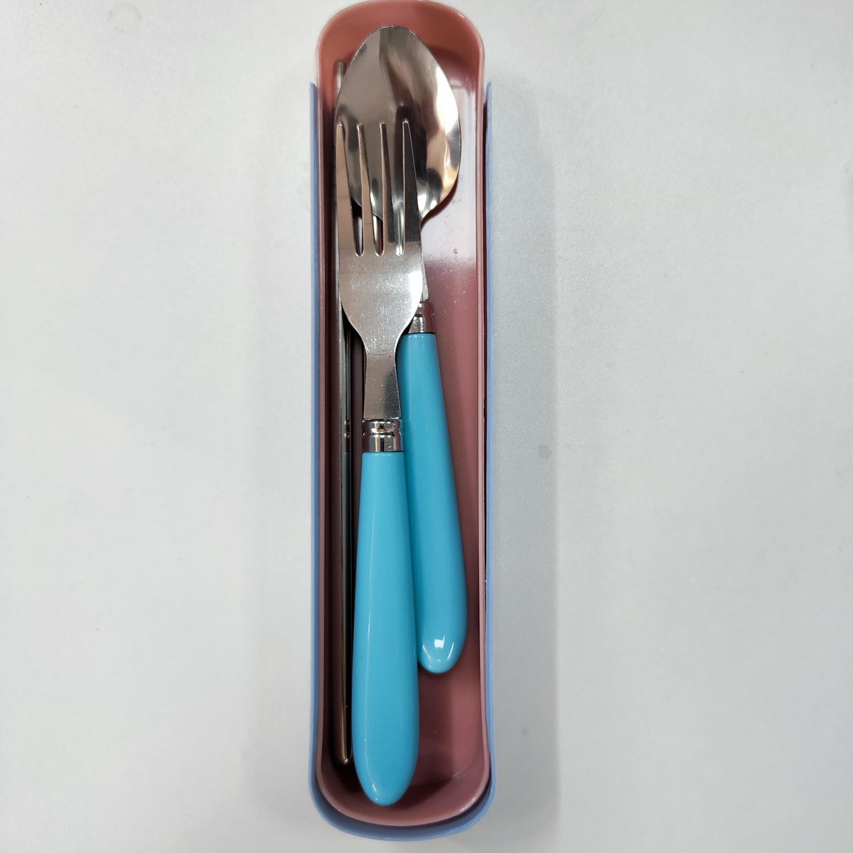 3pcs Stainless Steel Tableware Spork Chopsticks Set with Storage Box