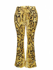  Flared Leg Trousers Drawstring Waist