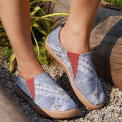 Women's ColorBlock Flat Canvas Shoes Slip On Low Round Toe Comfy Shoes