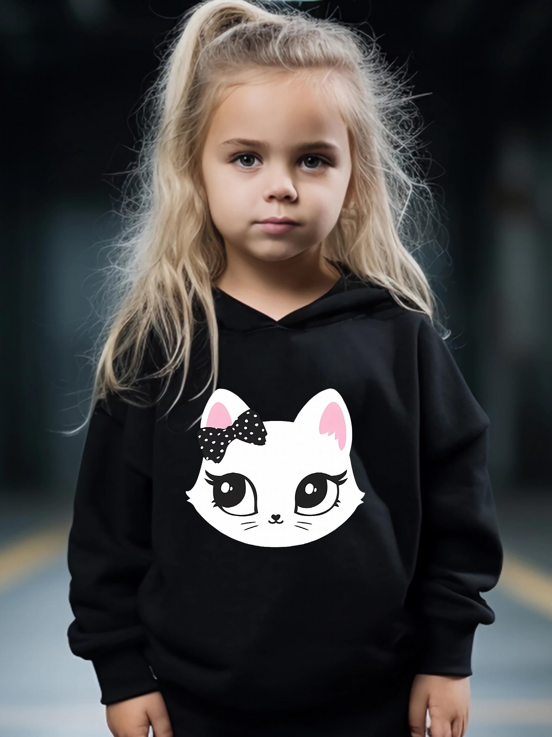 Casual Cat Print 2pcs Girls Outfits For Sports Spring Fall Outdoor Gift