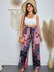  Boho Pants Women's Elastic Drawstring Wide Leg Trousers