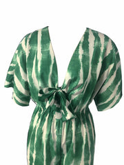 Abstract Print Bow Tie Jumpsuit Short Sleeve Wide Leg