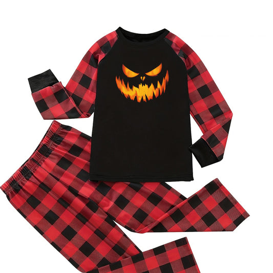  Pumpkin & Plaid Print Pajama Set Women's Tee & Pants Lounge 2pc
