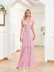 Sequined V Neck Maxi Dress for Cocktail Party