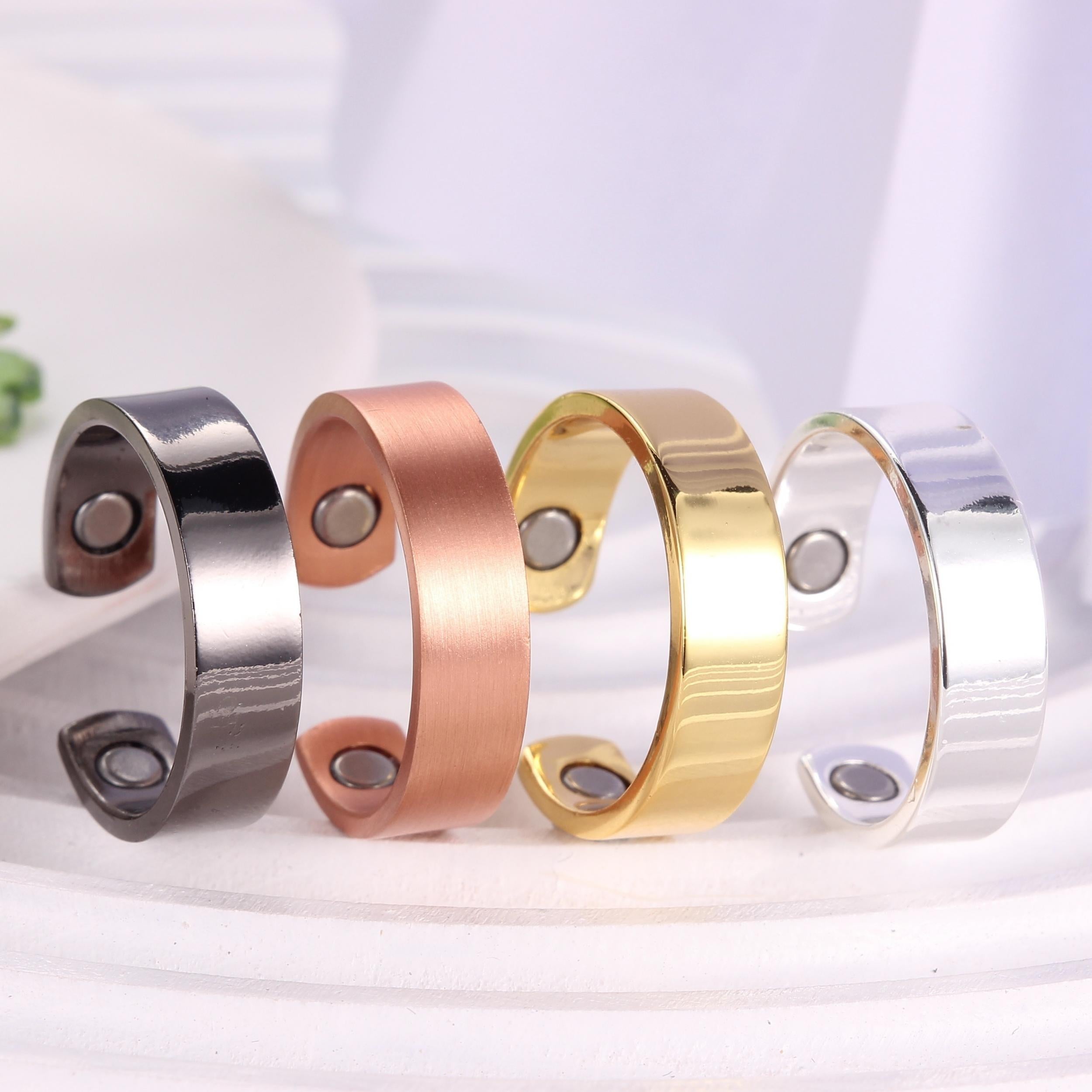 2Pcs Copper Magnetic Rings for Women Men Christmas Gift