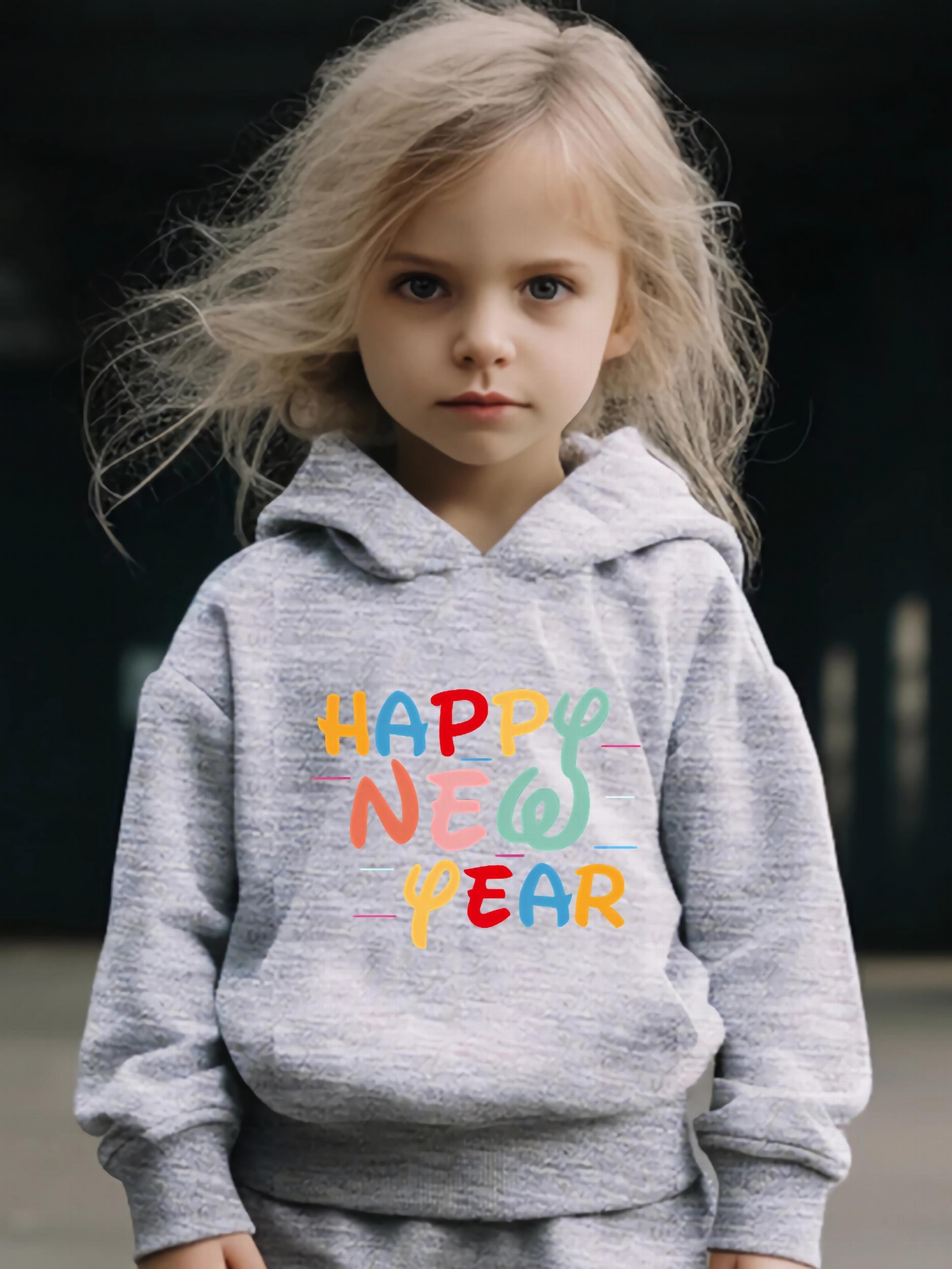 Happy Year 2pcs Girls Sports Outfits Spring Fall Outdoor Gift
