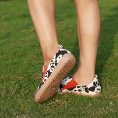 Women's Panda Print Canvas Slip-On Flat Shoes