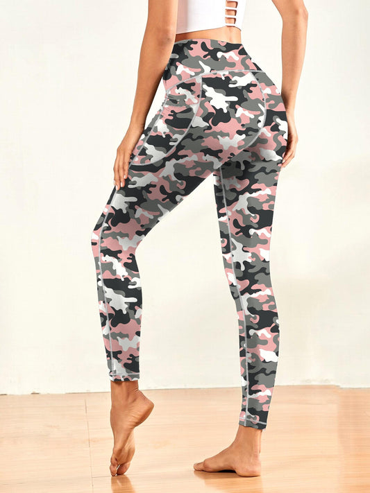 Camo Slim Fit Yoga Pants High Stretch With Pockets Fitness Yoga Leggings