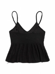 Solid Knitted Cami Top V Neck Sleeveless Top Women's Lingerie