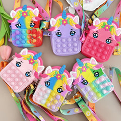 Unicorn Messenger Bag Coin Purse & Fidget Toy Combo for Kids