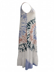  Tie Dye Maxi Tank Dress with Ruffle Trim