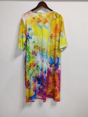 Floral Print Short Sleeve Plus Size Casual Dress With Pockets