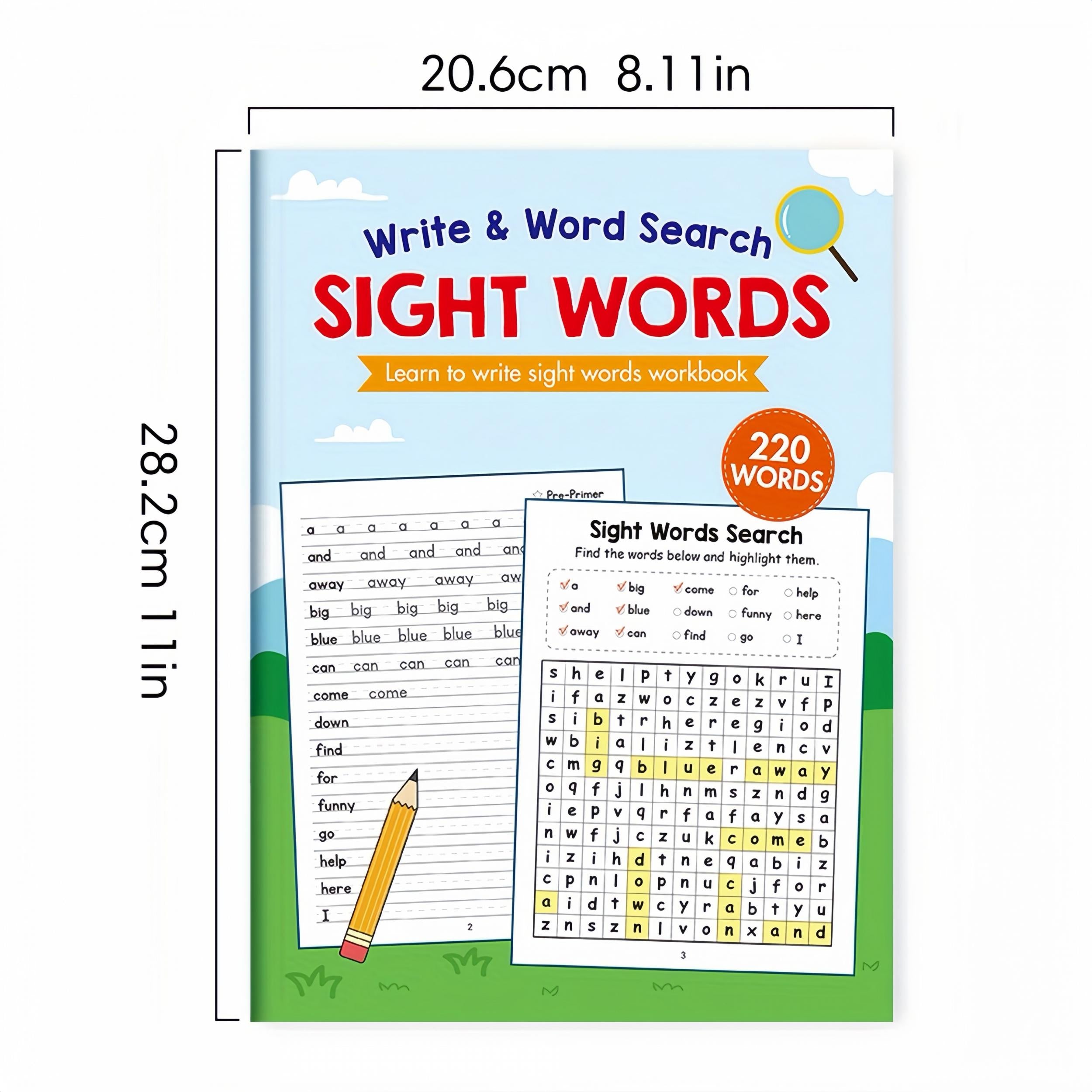Lachilly 220 Sight Words Workbook Educational Toy for Learning Words