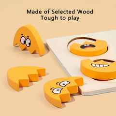 27pcs Egg Shaped Emotional Expression Matching Wooden Puzzle Toys