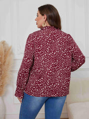  Casual Blouse Women's Plus Ditsy Print Lantern Sleeve V Neck Top