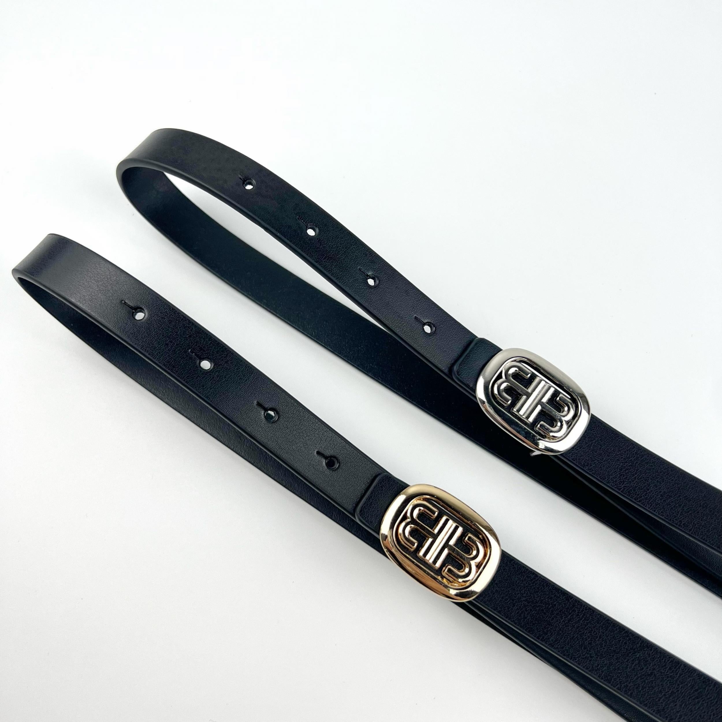 Geometric Buckle Leather Belt Vintage Solid Thin Classic Dress Girdle Jeans Belt