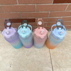 2000ml Gradient Straw Cup for Outdoor Sports and Travel