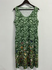 Floral Print Tank Dress, Plus Size with Pockets