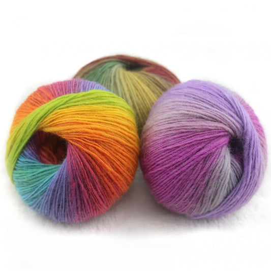 4x50g Dyed Rainbow Yarn 100% Wool for Crochet Knitting