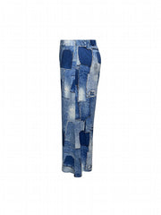  Y2k Denim Print Wide Leg Pants