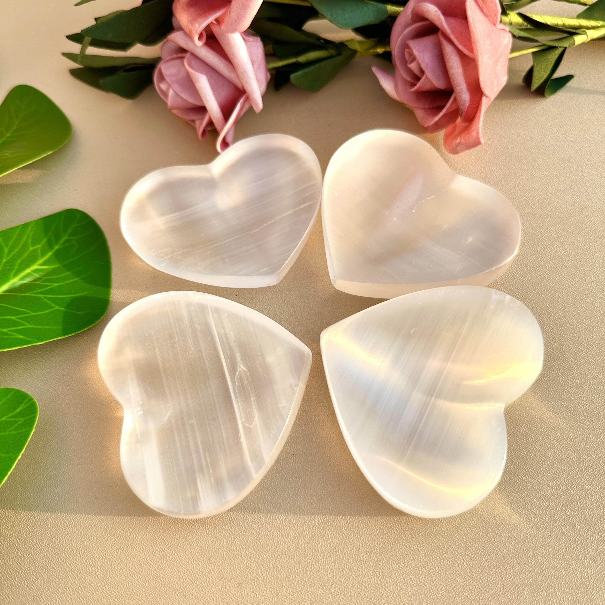 Selenite Heart Shaped Bowl Hand Carved Polished Crystal