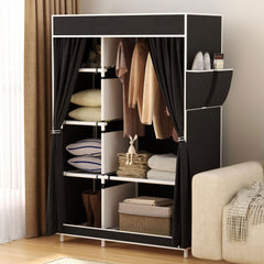 Large Clothes Storage Closet with Side Pockets - Easy Assembly Wardrobe
