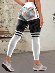 Camouflage Stripes Print High Waist Yoga Pants