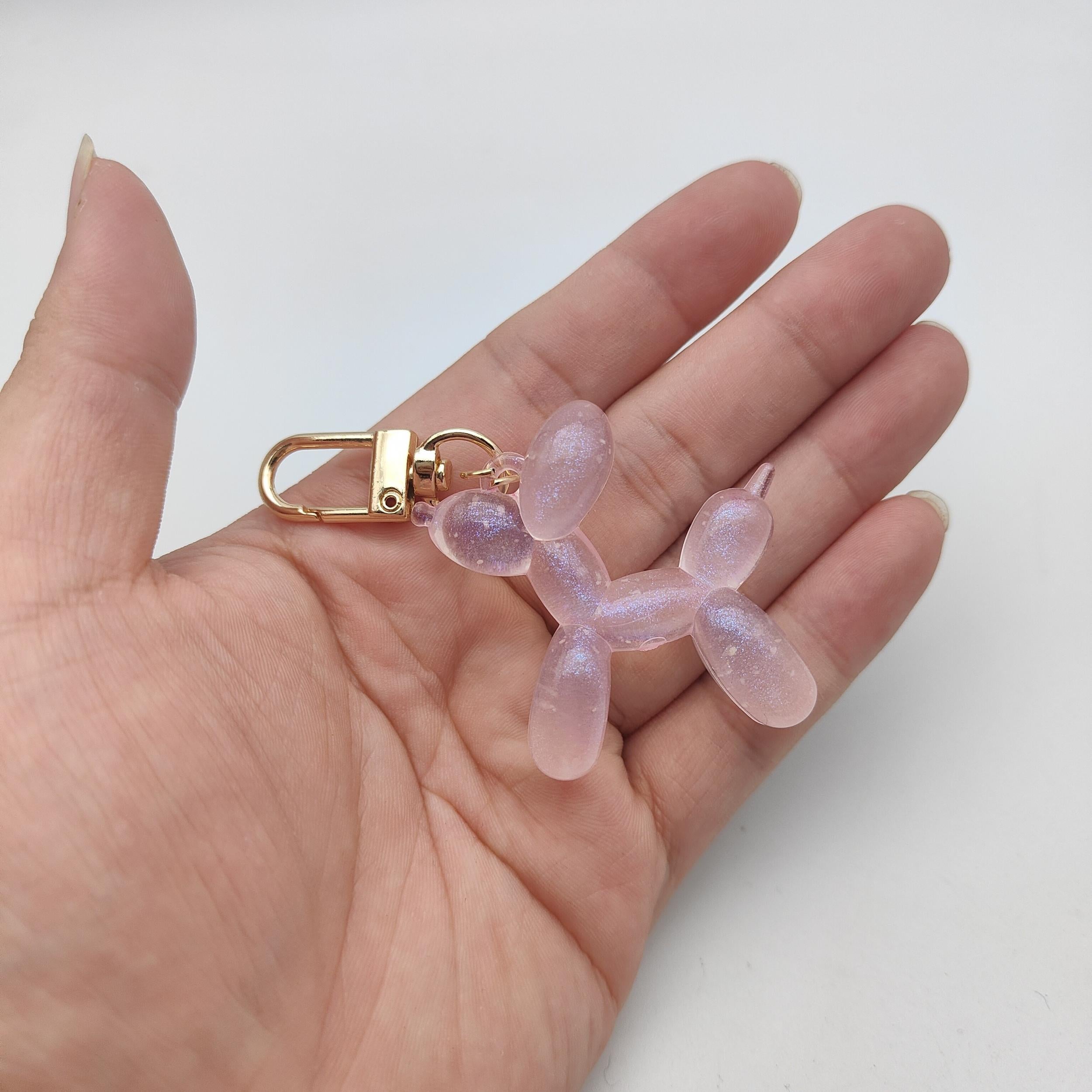 Luminous Balloon Dog Keychain Animal Key Ring Purse Bag Backpack Charm