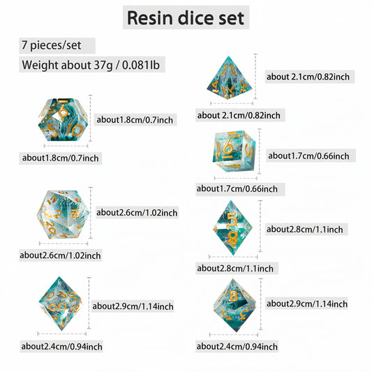 7pcs Resin Dice Set For Cosplay Board Game Gift