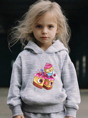 Cartoon Cake Pattern 2pcs Activewear Girls Sports Outfits Running Gift