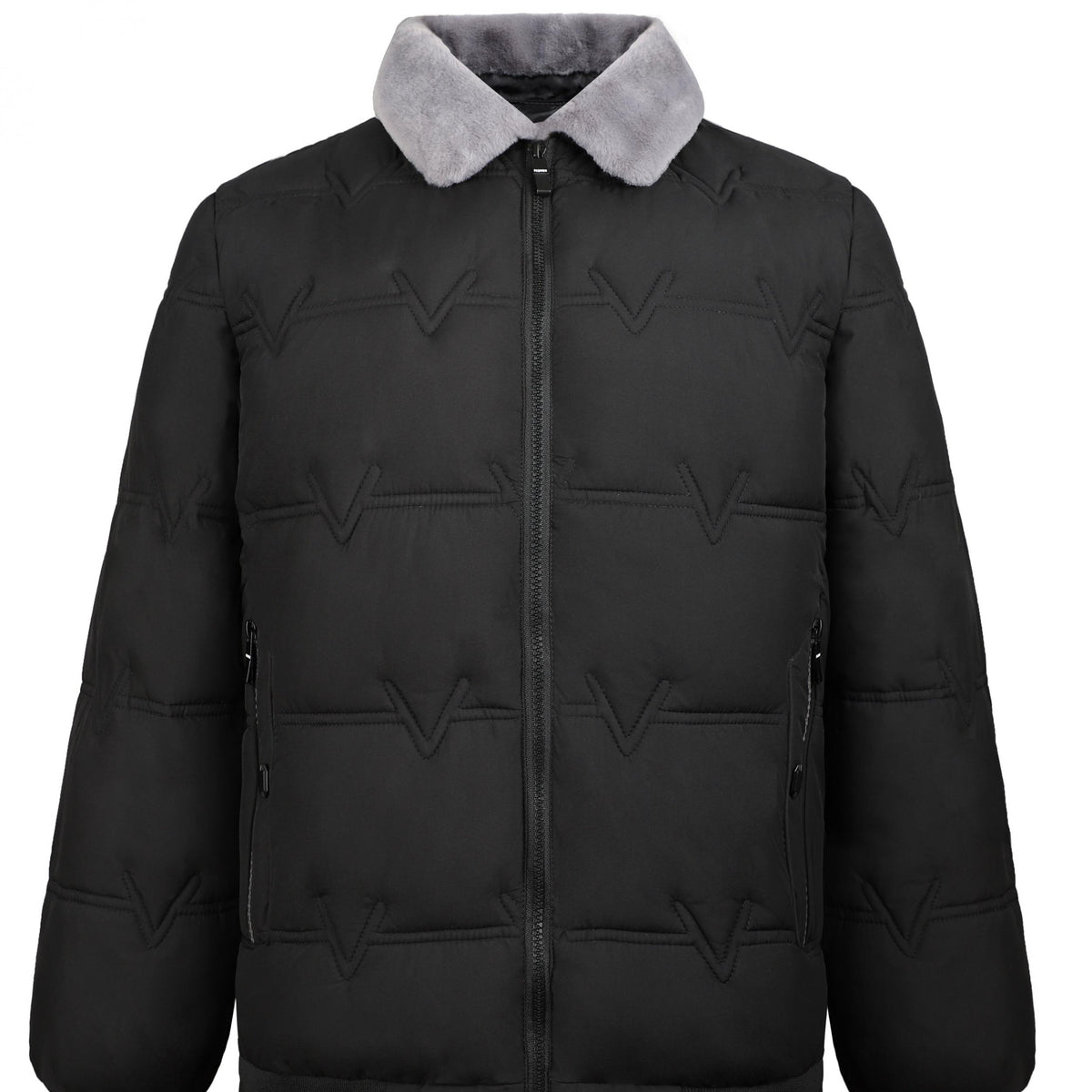 Men's Warm Zipper Pocket Jacket with Fur Collar