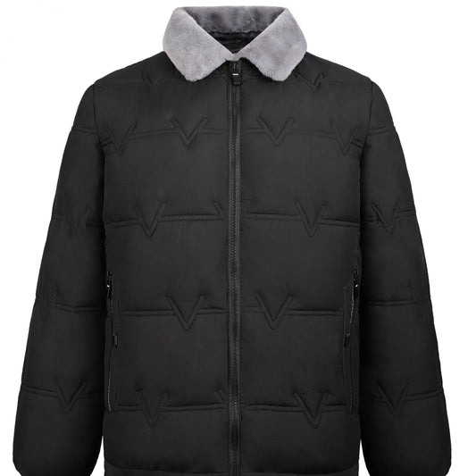 Men's Warm Zipper Pocket Jacket with Fur Collar