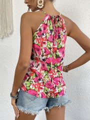 Floral Print Halter Neck Tank Top