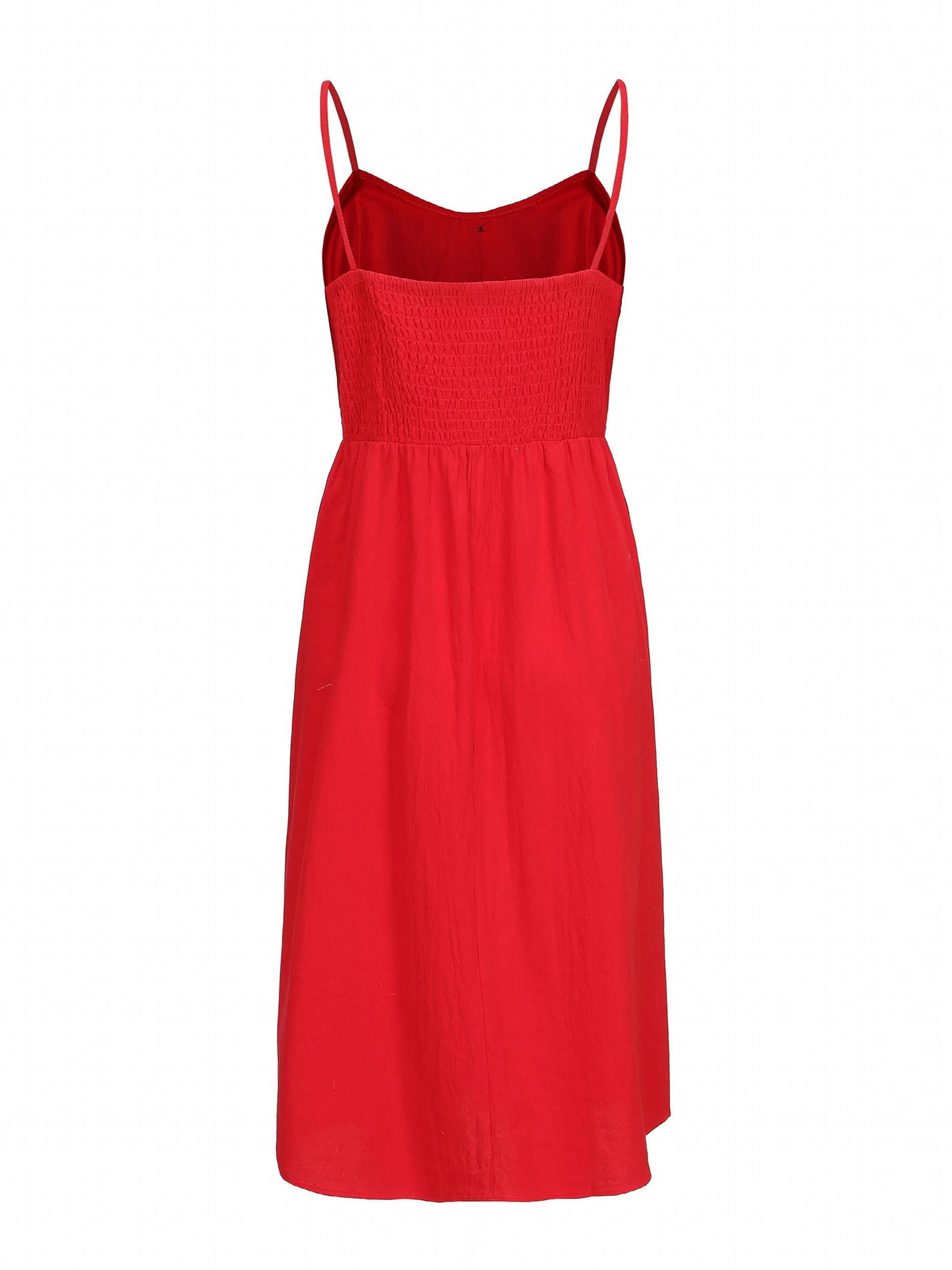  Solid V Neck Sleeveless Cami Dress