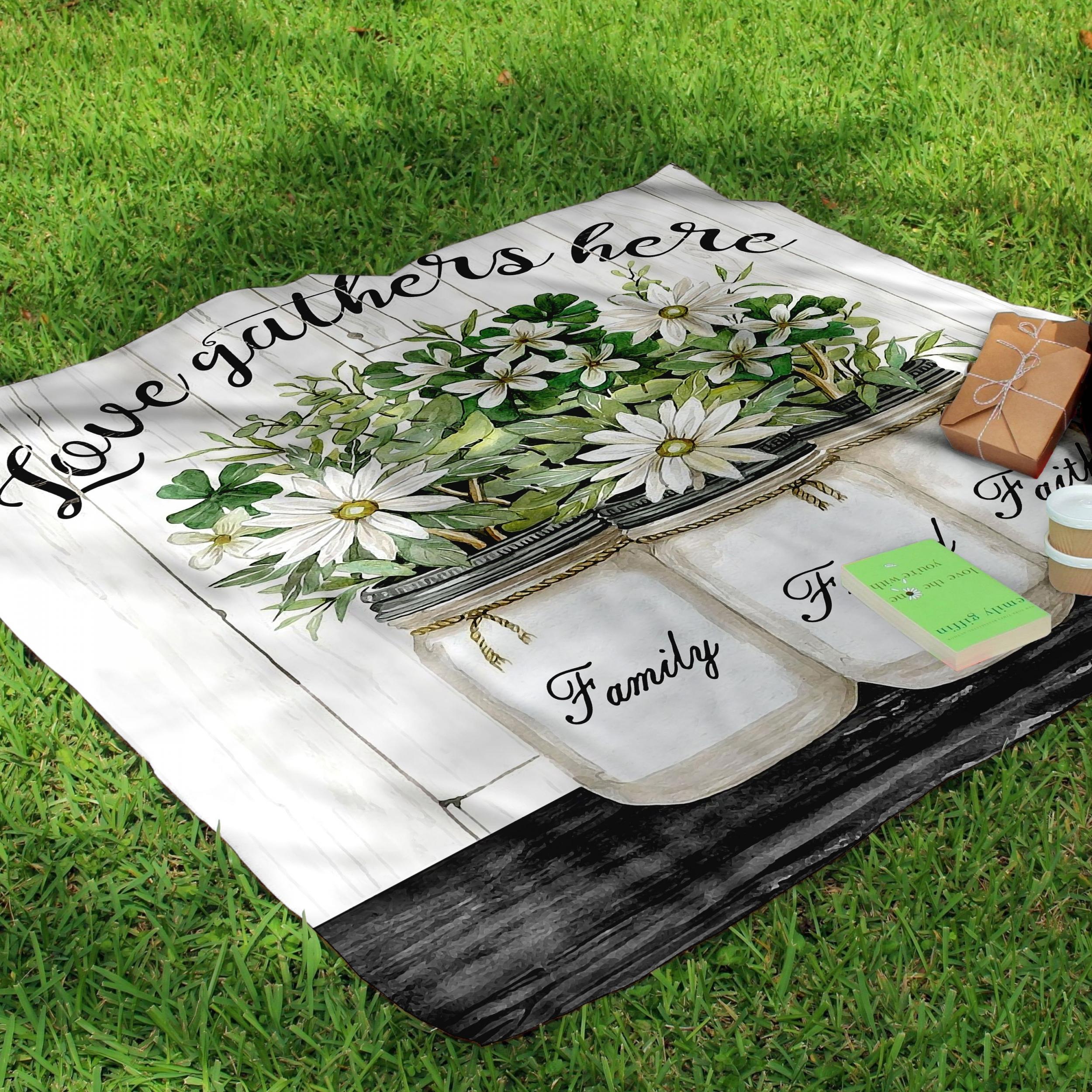 Wooden Board Vase Print Camping Mat, Waterproof Sandproof