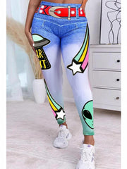 Floral Print Slim Leggings High Waist Summer Leggings