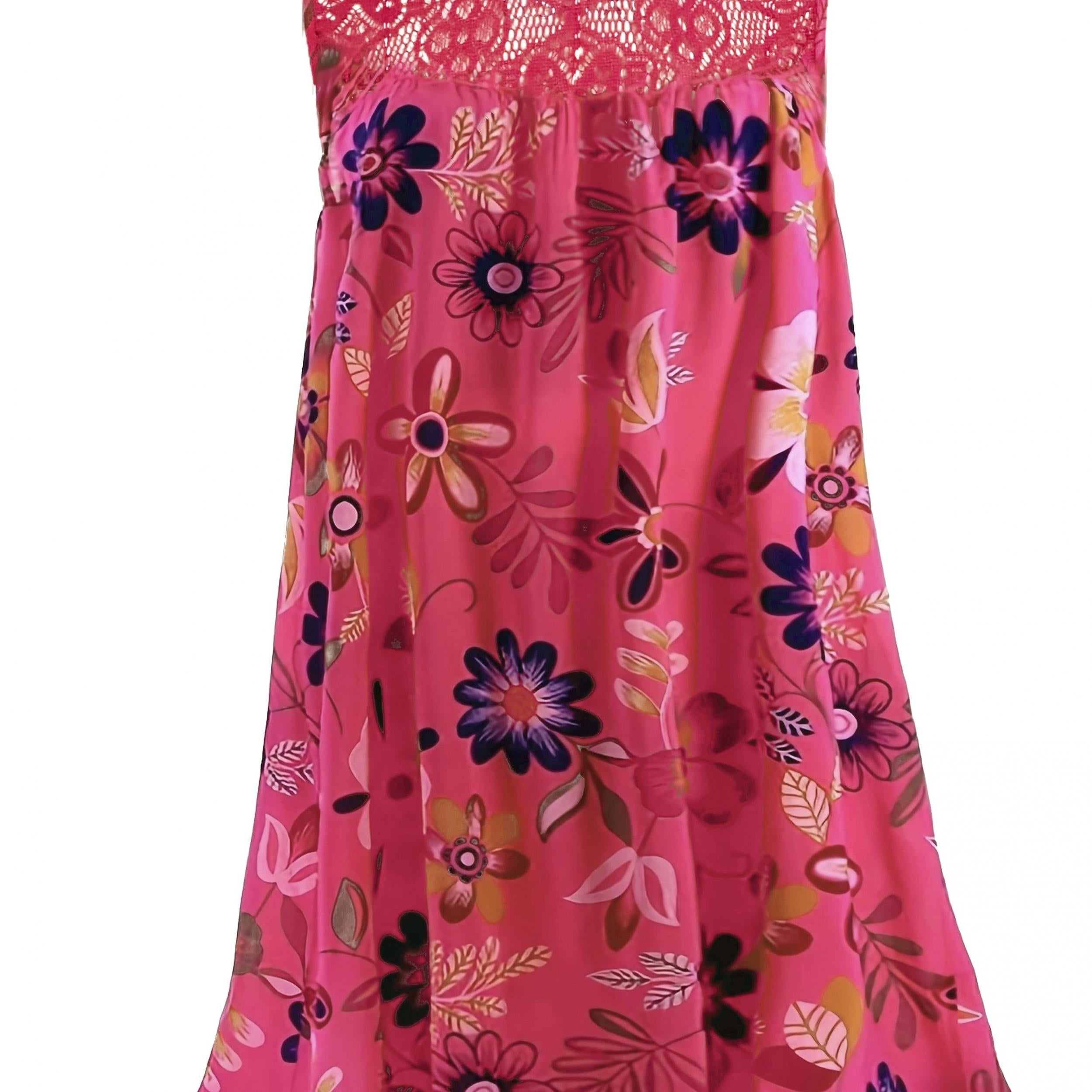 Floral Print Lace Tank Dress