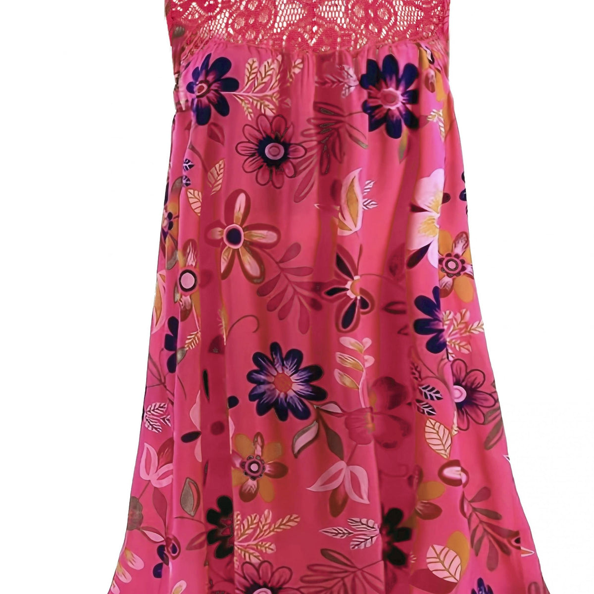  Floral Print Lace Tank Dress