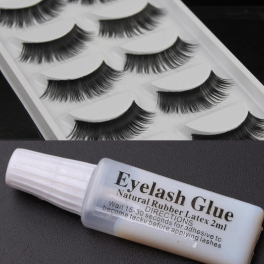 5 Pairs Natural Thick Style False Eyelashes With Glue